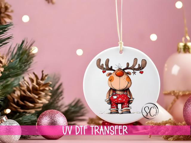 Reindeer Christmas UV DTF Transfer for Ornament O-1261UV