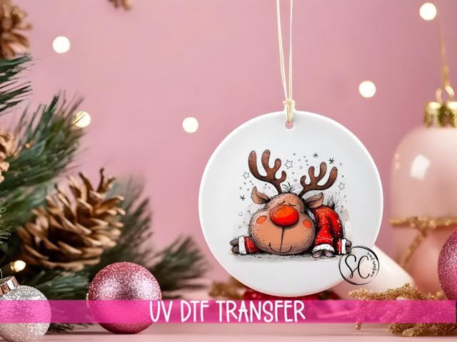 Reindeer Christmas UV DTF Transfer for Ornament O-1273UV