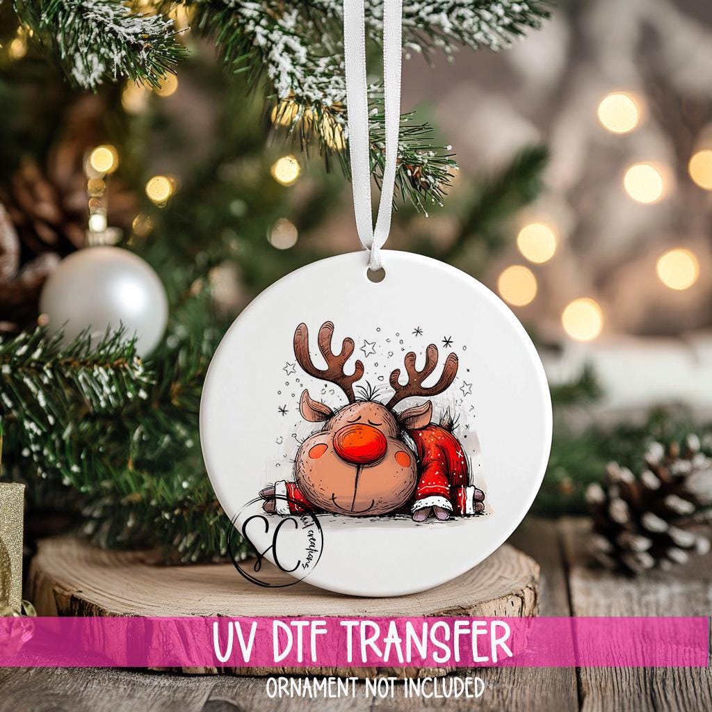 Reindeer Christmas UV DTF Transfer for Ornament O-1273UV