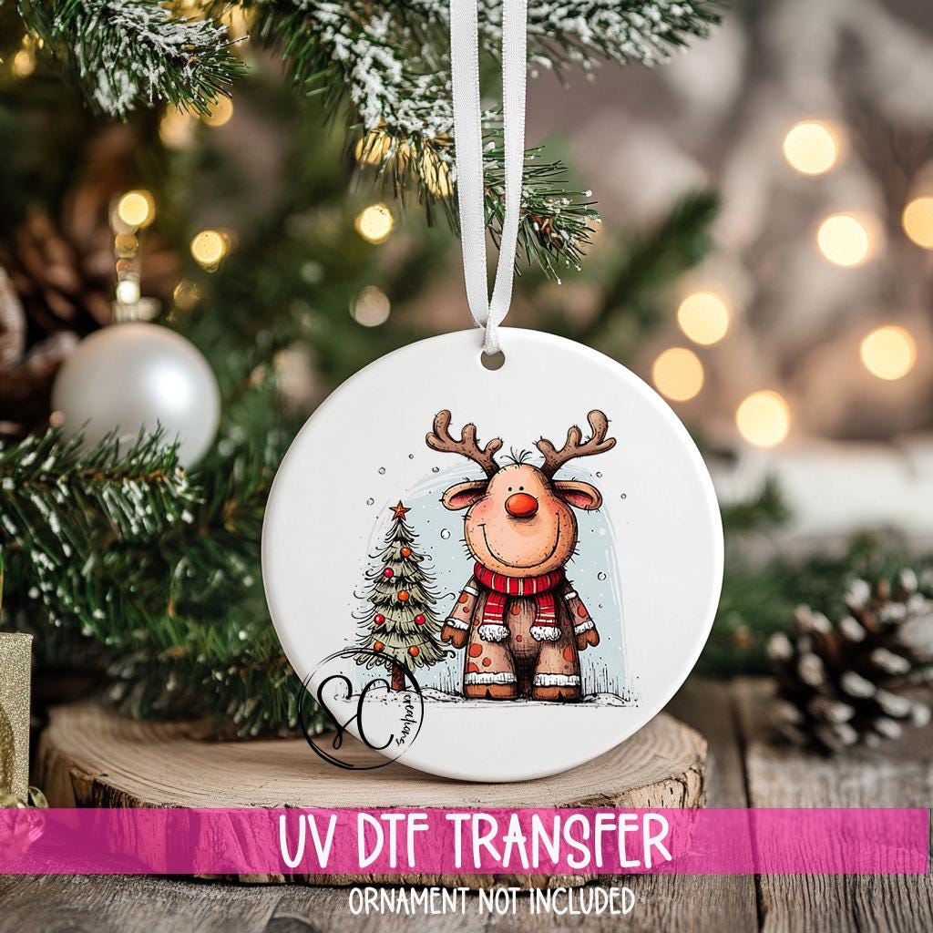 Reindeer Christmas UV DTF Transfer for Ornament O-1270UV