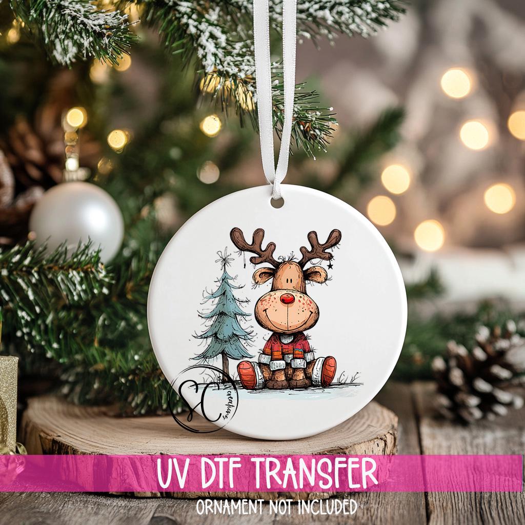 Reindeer Christmas UV DTF Transfer for Ornament O-1268UV
