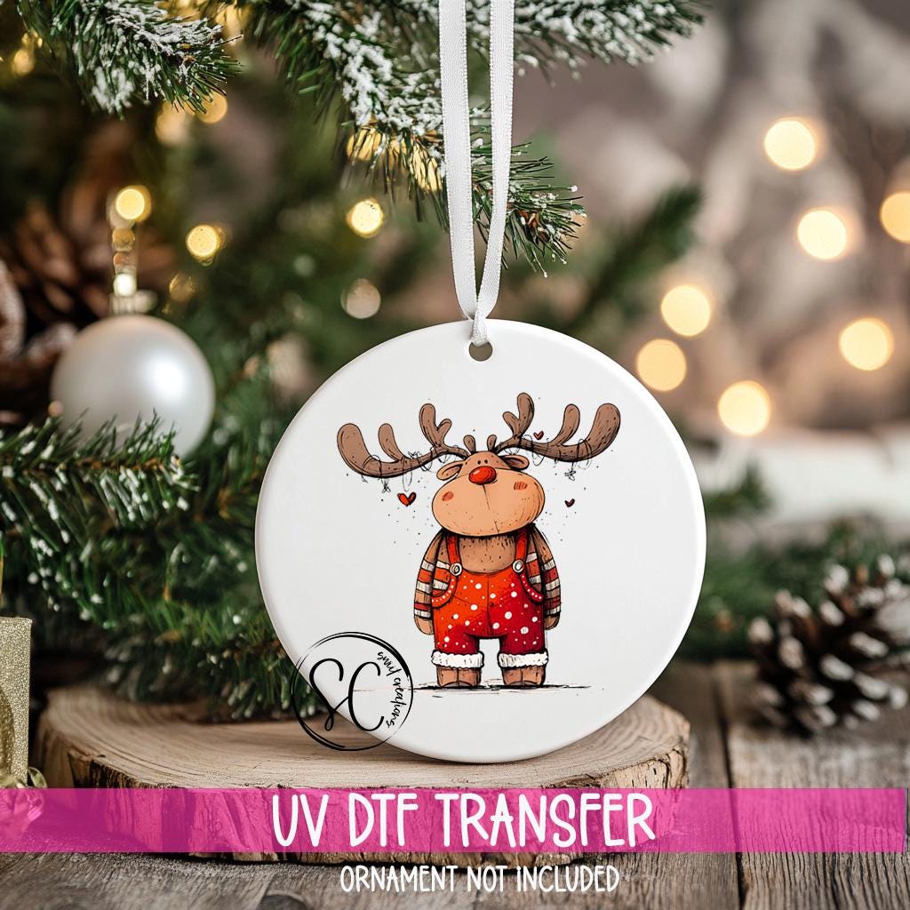 Reindeer Christmas UV DTF Transfer for Ornament O-1263UV
