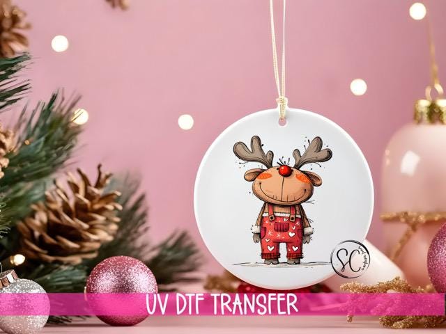 Reindeer Christmas UV DTF Transfer for Ornament O-1262UV
