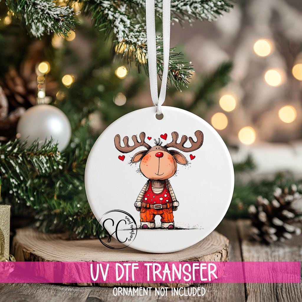 Reindeer Christmas UV DTF Transfer for Ornament O-1258UV