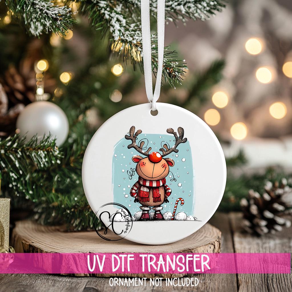Reindeer Christmas UV DTF Transfer for Ornament O-1257UV