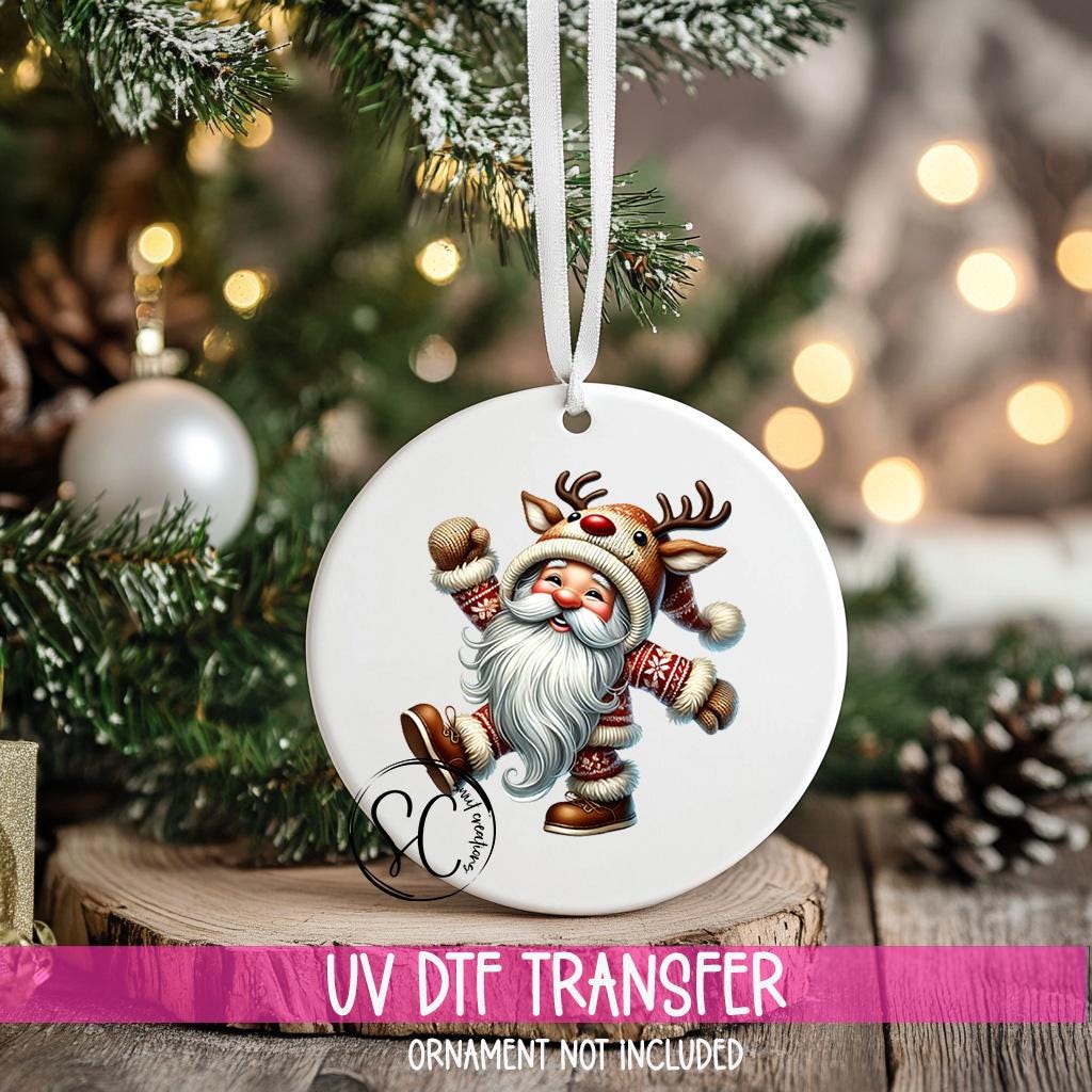 Santa Christmas UV DTF Ornament Transfer O-1114UV