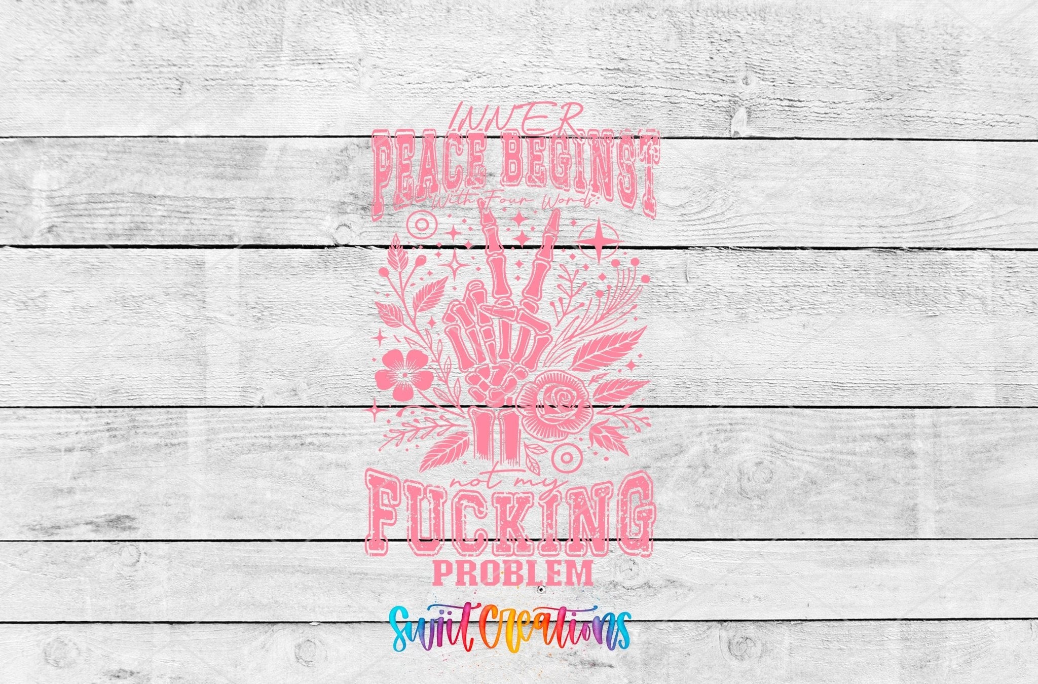 Inner Peace Begins With Four Words UV DTF transfer shown as a full artwork preview from Swiit Creations