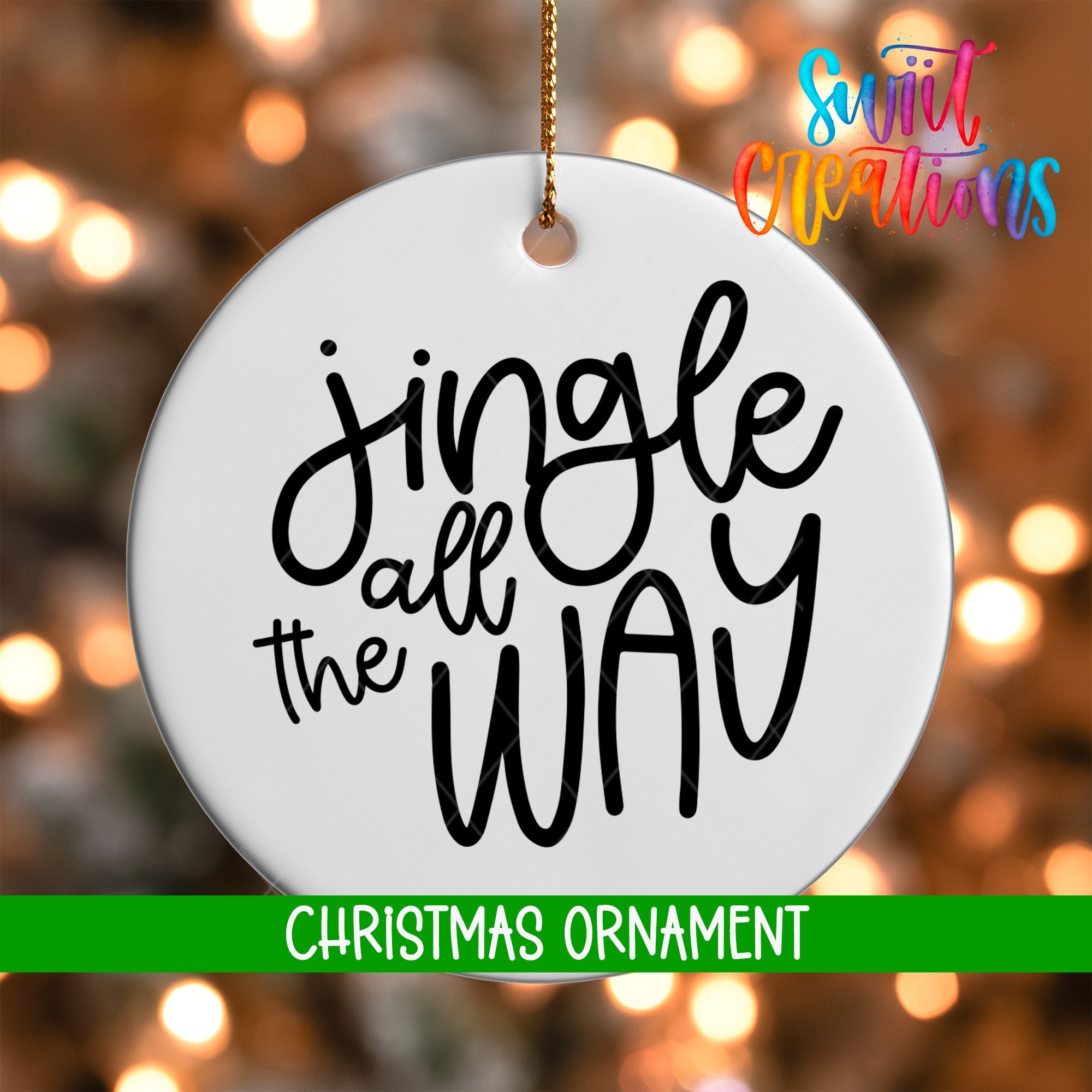 Jingle All The Way Christmas Ornament | Modern Black Script Holiday Ornament | Minimalist Festive Decoration | O013 - Swiit Creations