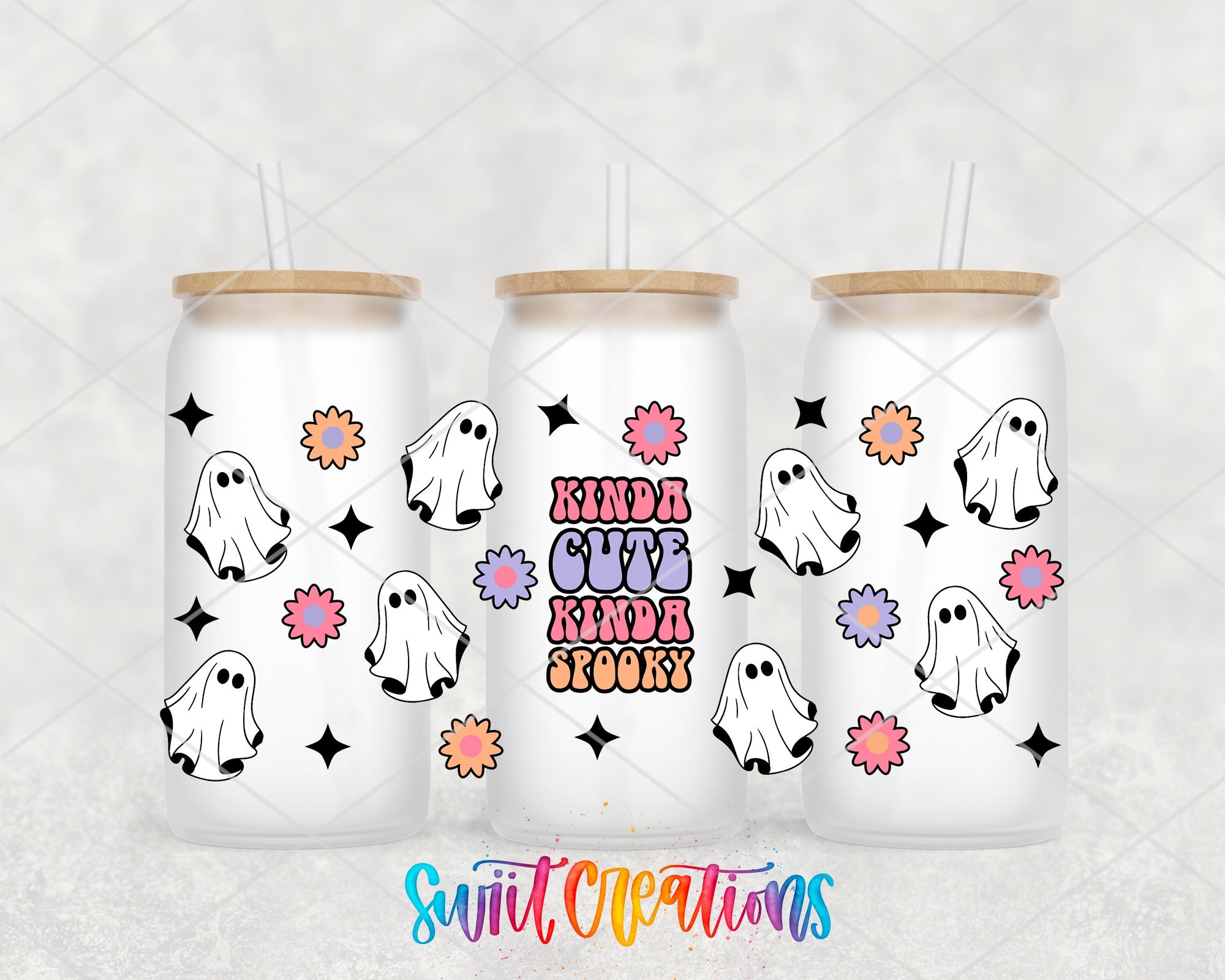 Kinda Cute Kinda Spooky Ghost UV DTF Transfer Tumbler Wrap | DTF125 - Swiit Creations