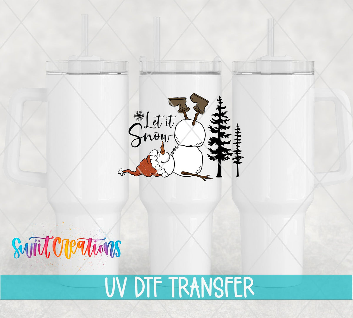 Let It Snow Snowman Winter UV DTF Decal | Christmas Tumbler Decal | UV1089 - Swiit Creations