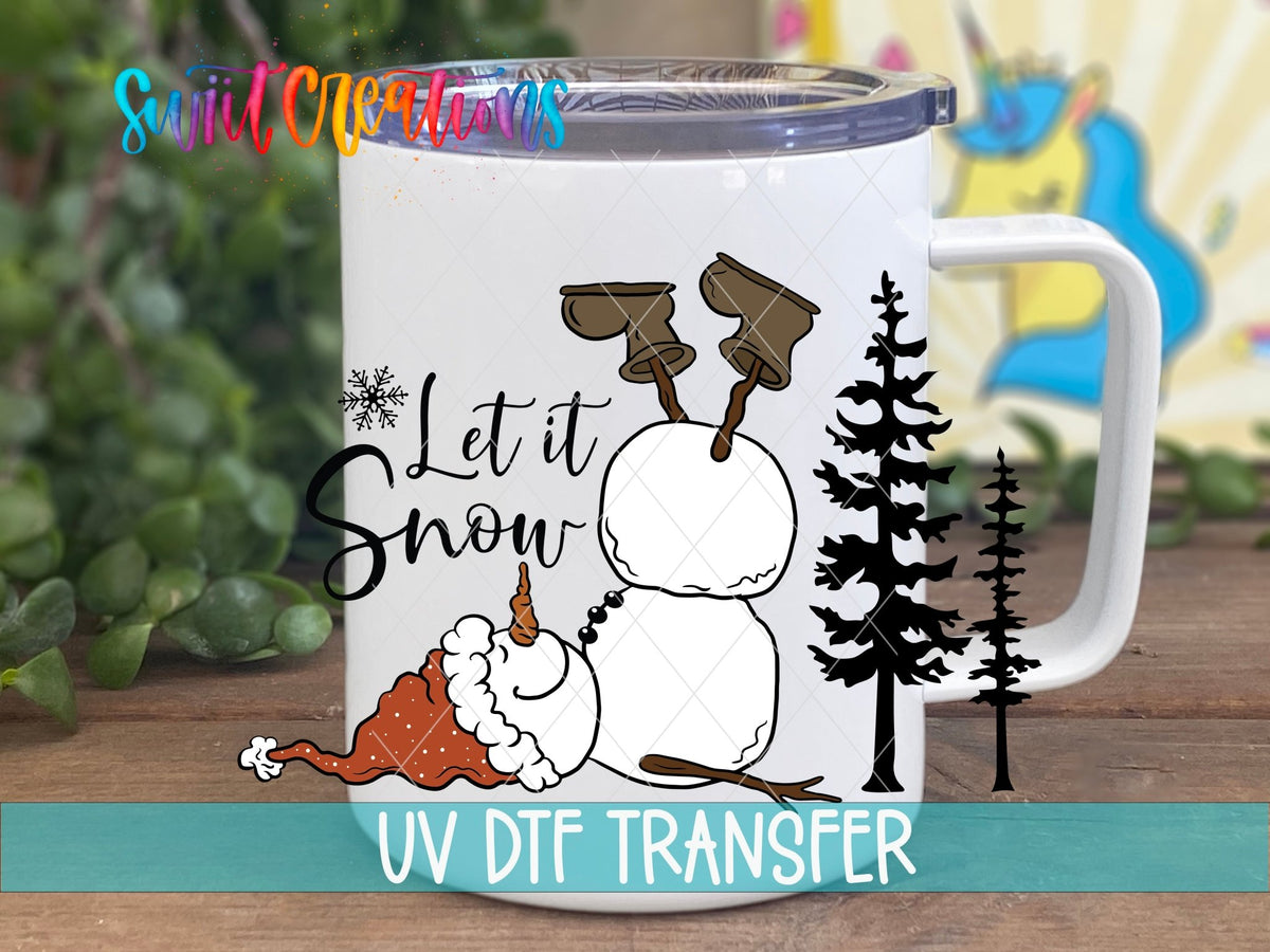 Let It Snow Snowman Winter UV DTF Decal | Christmas Tumbler Decal | UV1089 - Swiit Creations