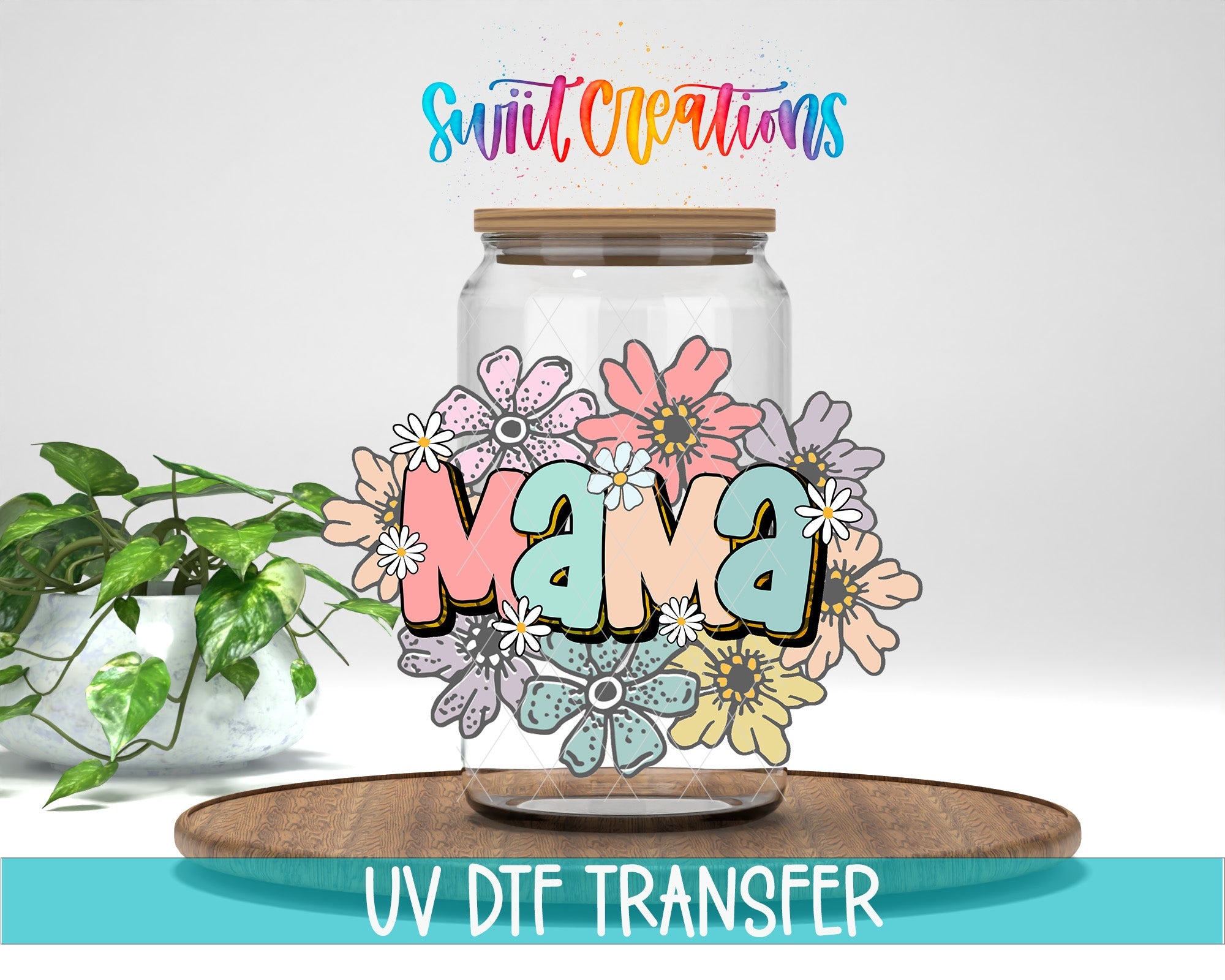 Mama Floral Pastel UV DTF Cup Decal | UV619 - Swiit Creations