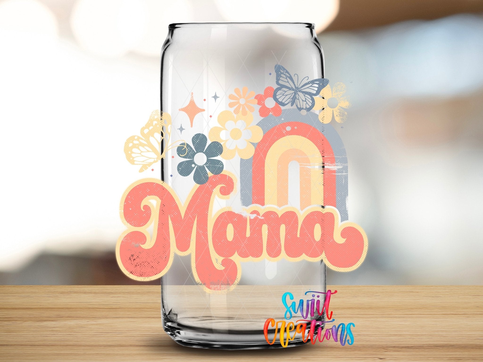 Mama Rainbow Floral UV DTF Cup Decal | UV704 - Swiit Creations