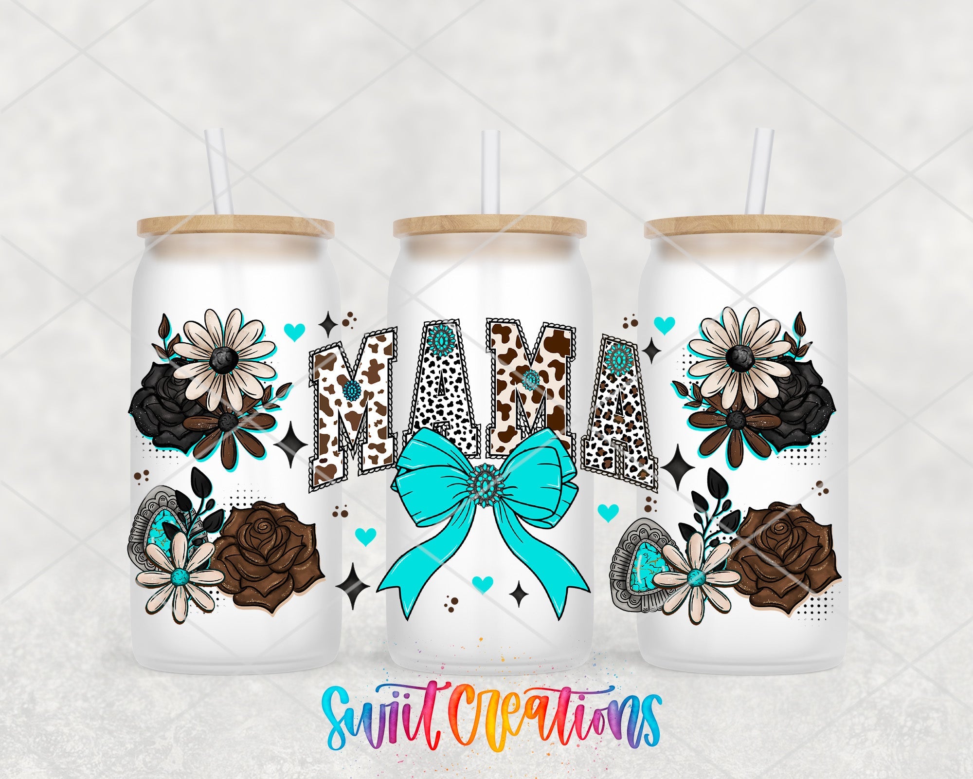 Mama UV DTF Decal Cow Print Bow Floral Country Style | DTF315 - Swiit Creations