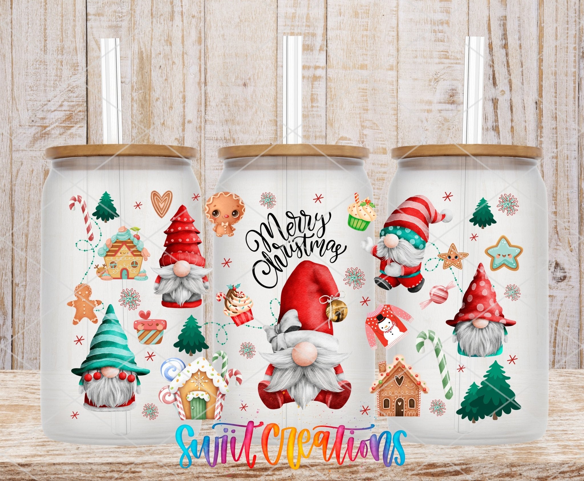 Merry Christmas Gnome UV DTF Transfer Tumbler Wrap | DTF135 - Swiit Creations