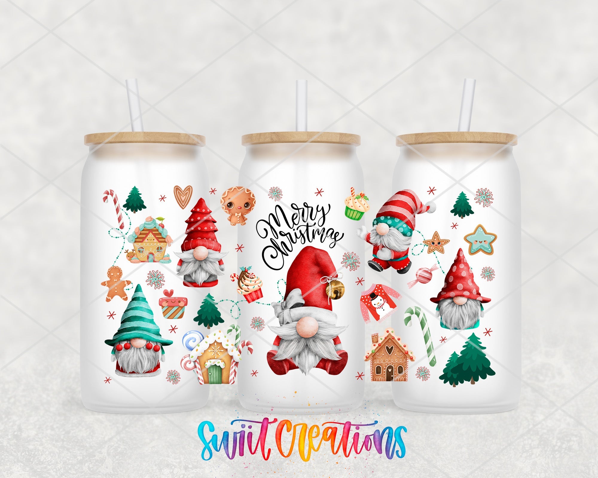 Merry Christmas Gnome UV DTF Transfer Tumbler Wrap | DTF135 - Swiit Creations