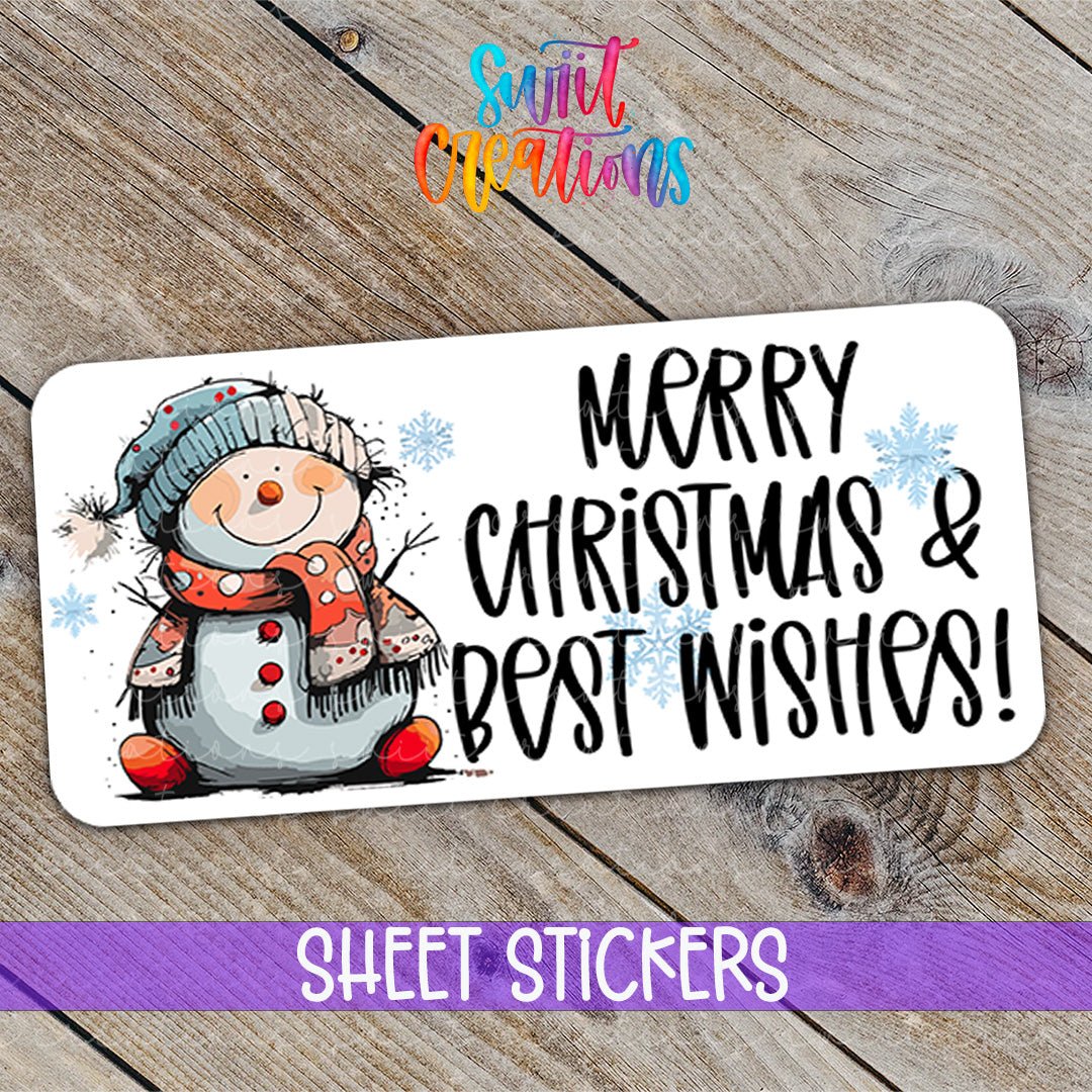 Merry Christmas Snowman Sticker | SB49 - Swiit Creations