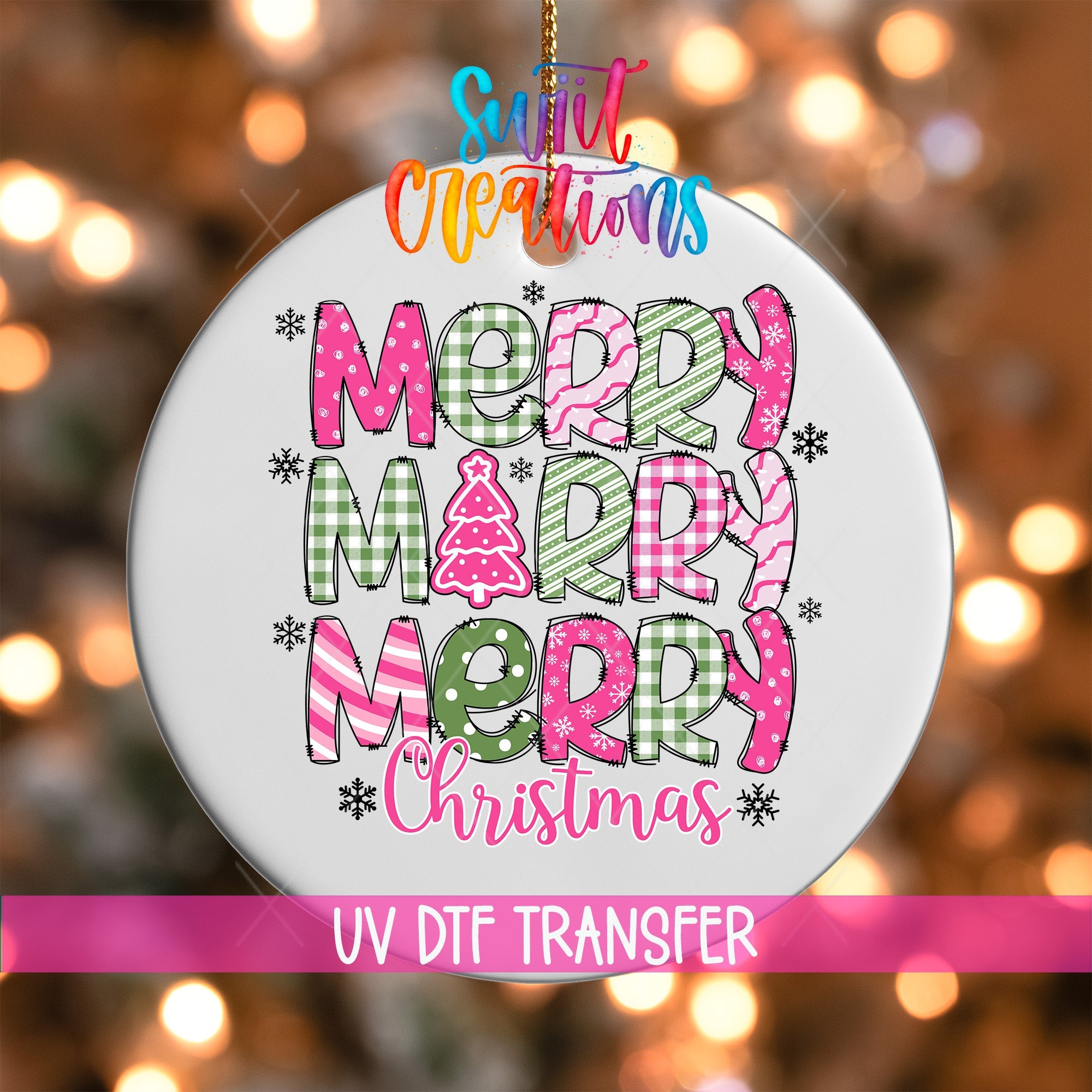 Merry Christmas UV DTF Ornament Transfer | O-1214 - Swiit Creations