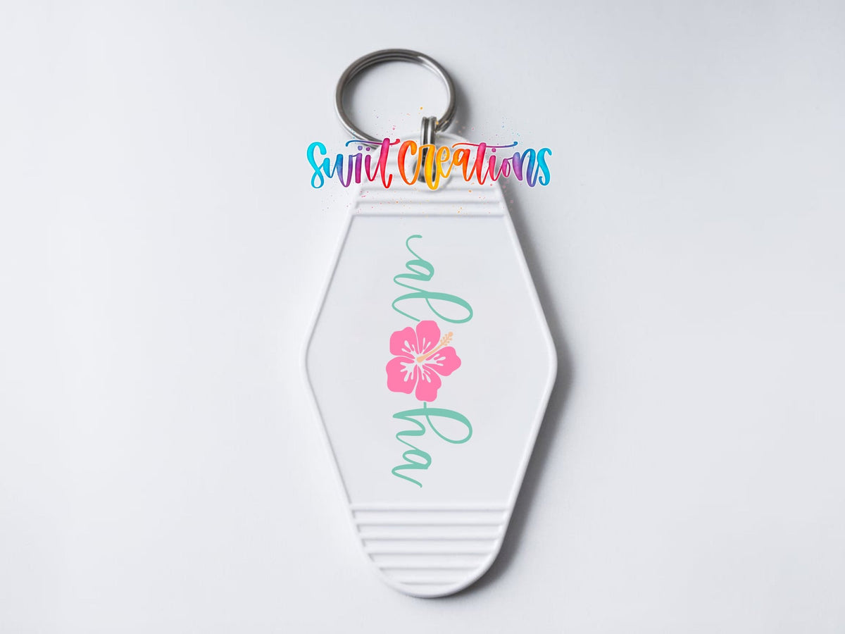Motel Keychain Decal, Aloha Hibiscus UV DTF Transfer | MK2052 - Swiit Creations