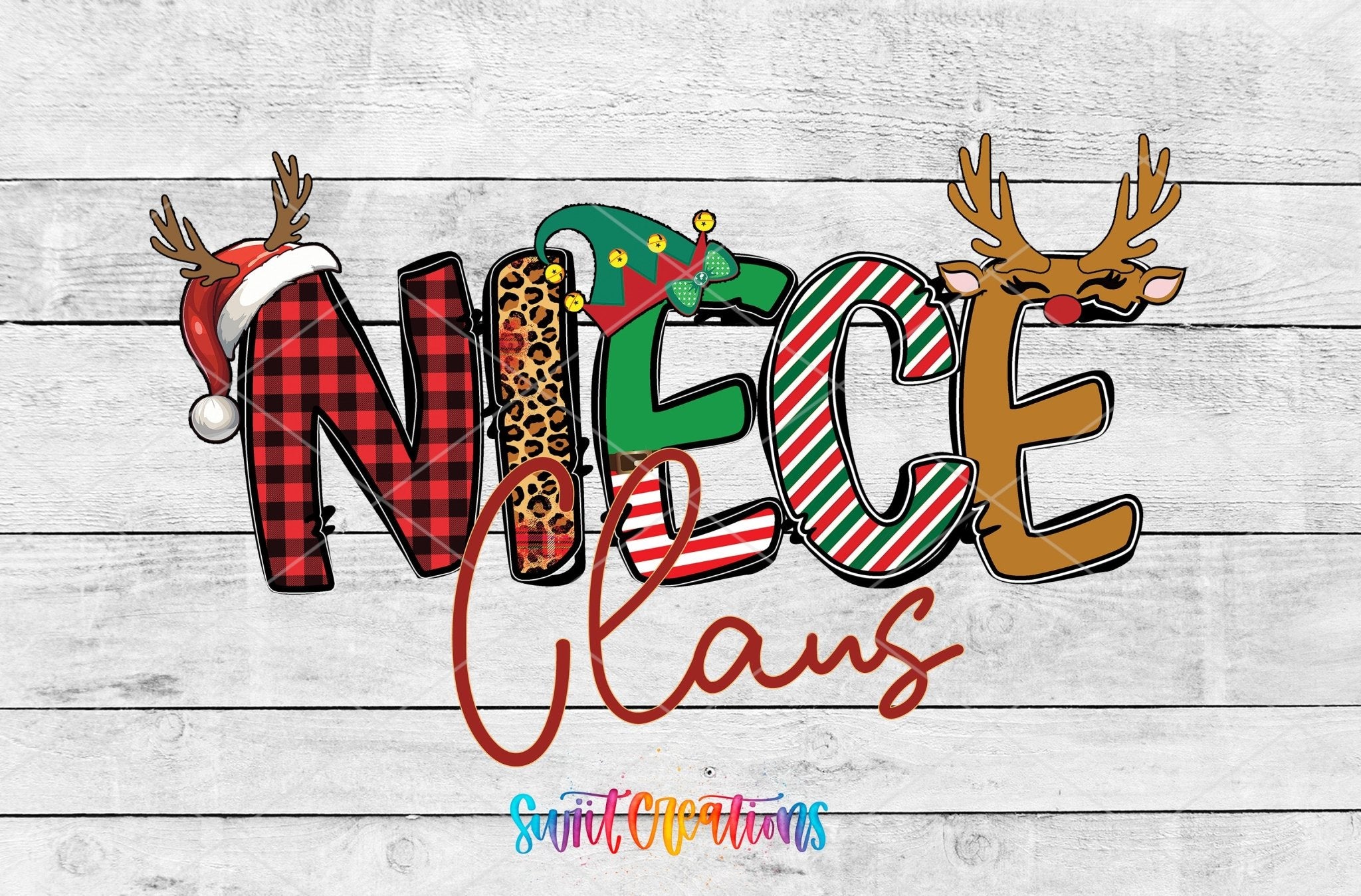 Niece Claus UV DTF Decal | Christmas Reindeer Tumbler Wrap | UV1996 - Swiit Creations