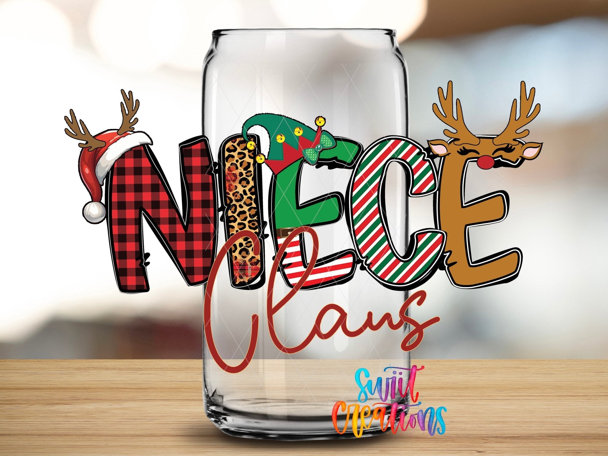 Niece Claus UV DTF Decal | Christmas Reindeer Tumbler Wrap | UV1996 - Swiit Creations