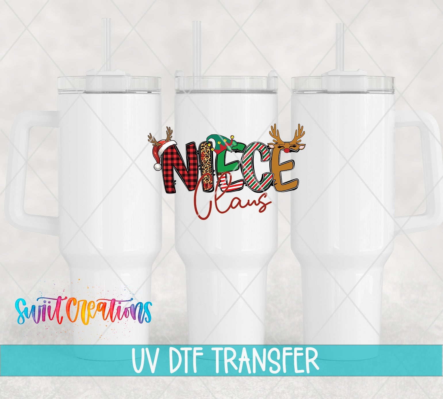 Niece Claus UV DTF Decal | Christmas Reindeer Tumbler Wrap | UV1996 - Swiit Creations