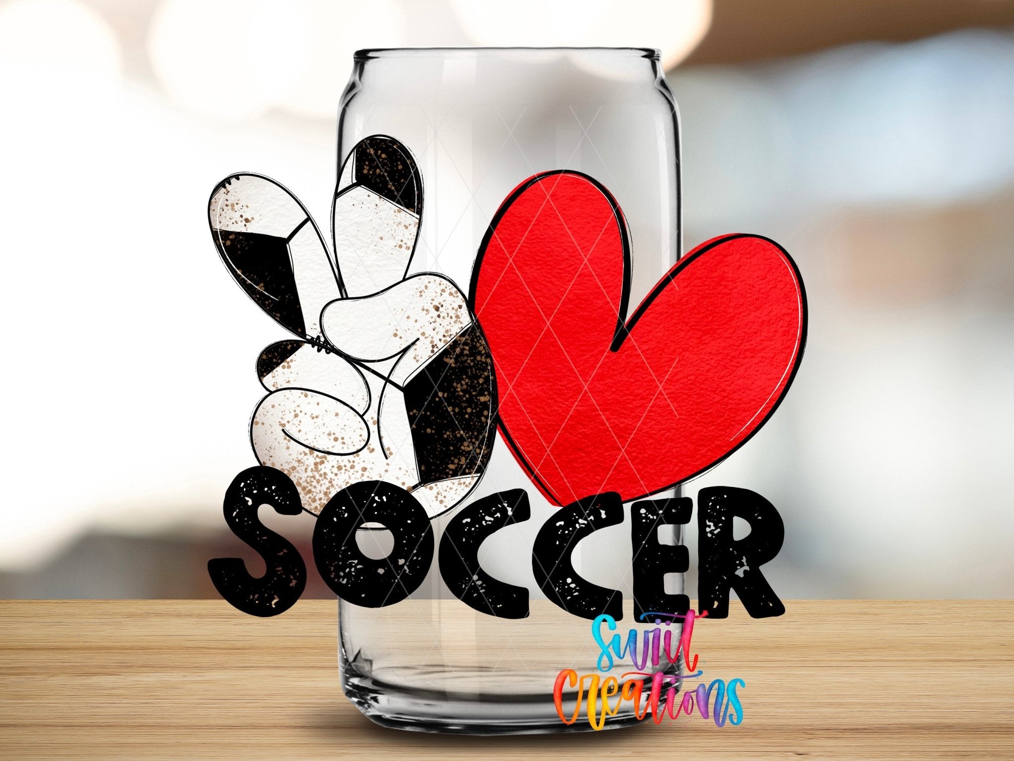 Peace Love Soccer UV DTF Decal | Sports Tumbler Wrap | UV1550 - Swiit Creations