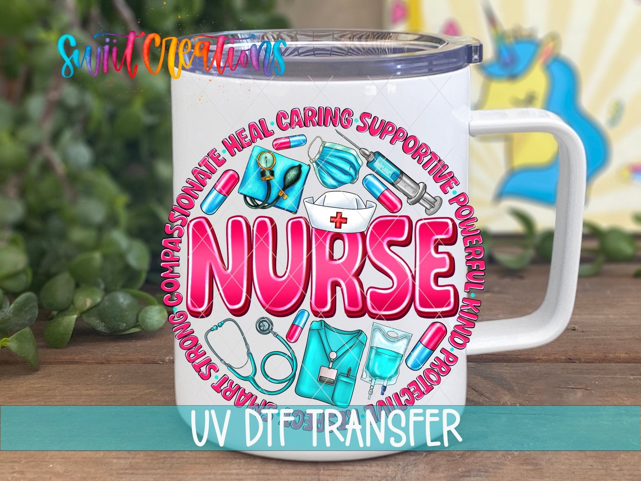 Pink and Blue Nurse UV DTF Cup Decal | UV1026 - Swiit Creations