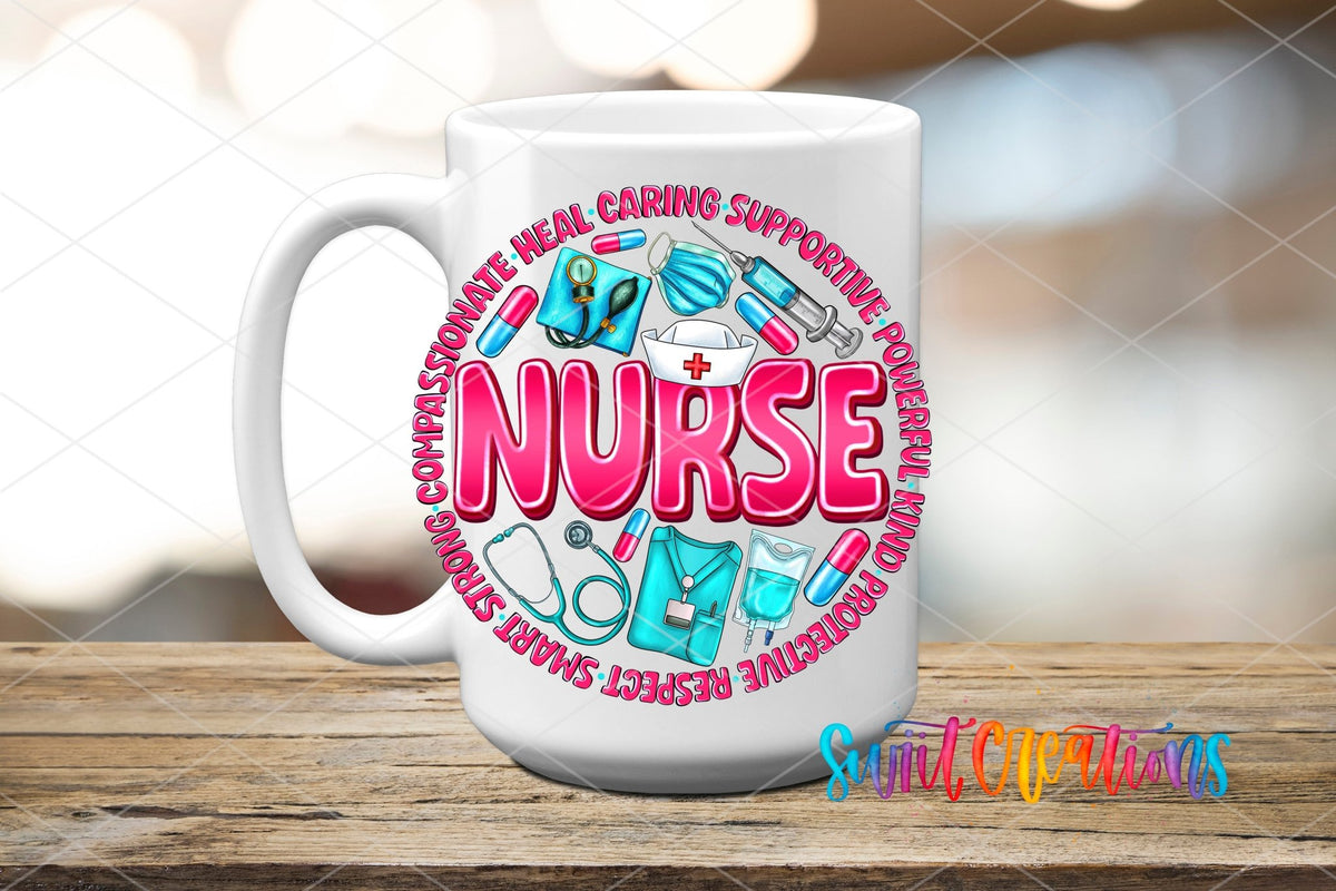 Pink and Blue Nurse UV DTF Cup Decal | UV1026 - Swiit Creations