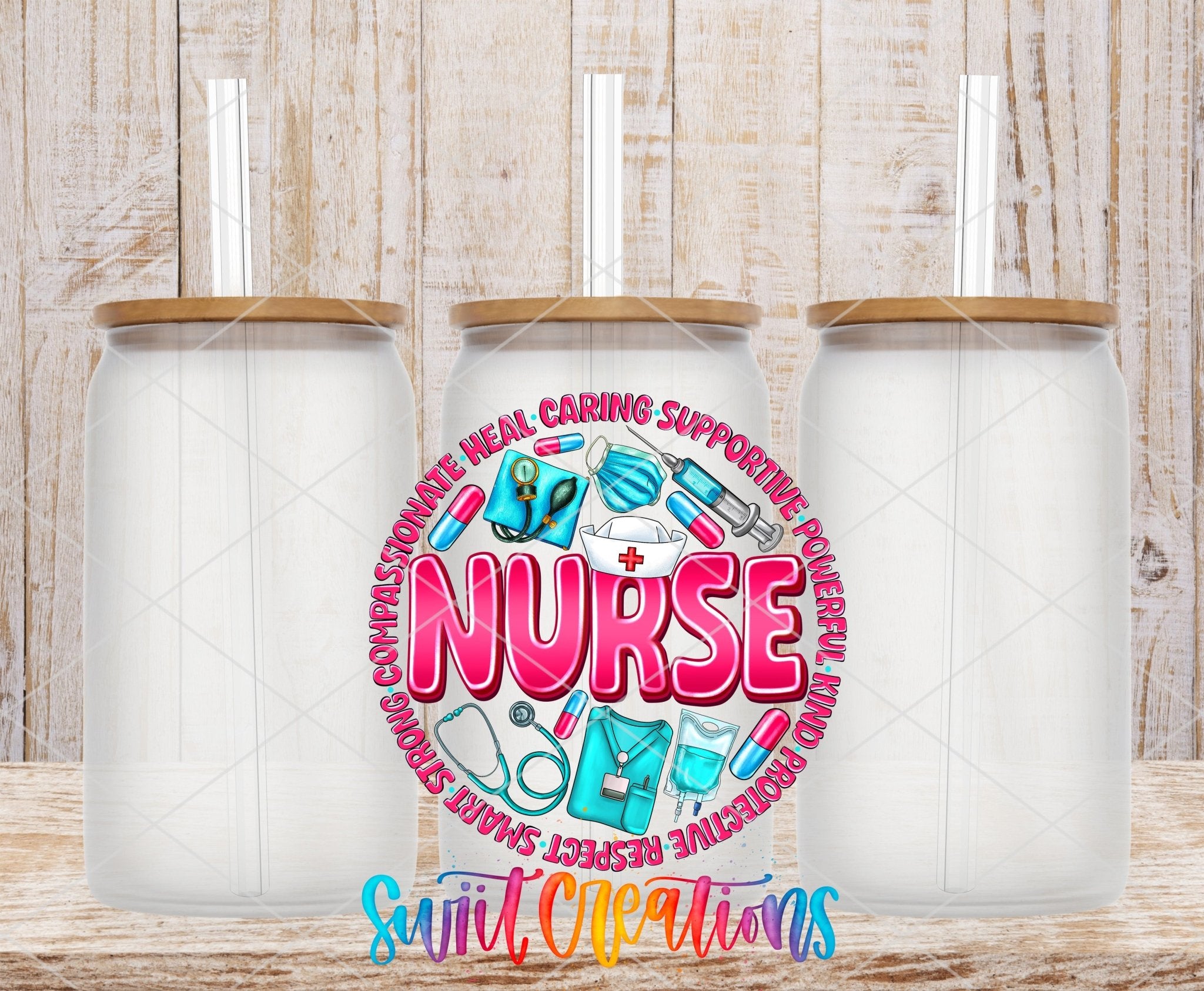 Pink and Blue Nurse UV DTF Cup Decal | UV1026 - Swiit Creations