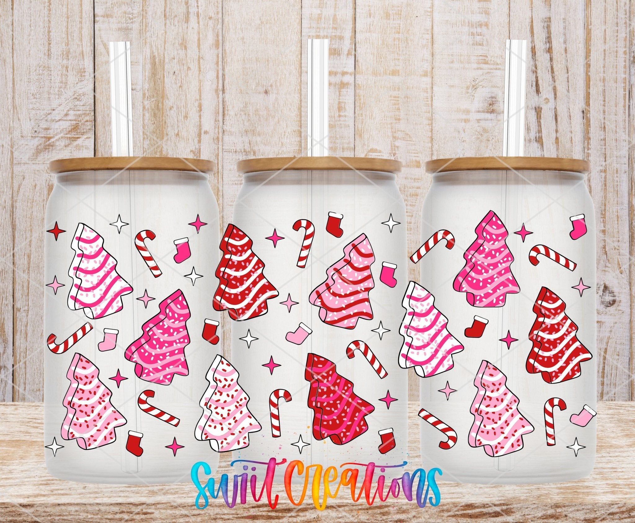 Pink Christmas Tree Cakes UV DTF Transfer Tumbler Wrap | DTF234 - Swiit Creations