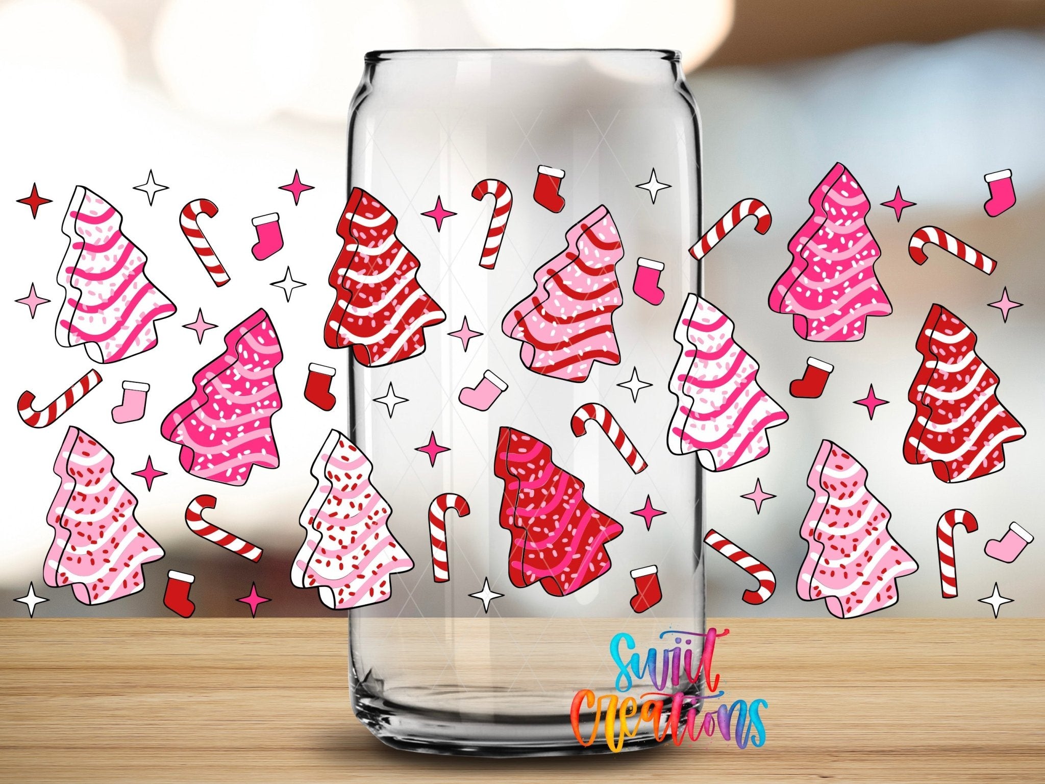 Pink Christmas Tree Cakes UV DTF Transfer Tumbler Wrap | DTF234 - Swiit Creations