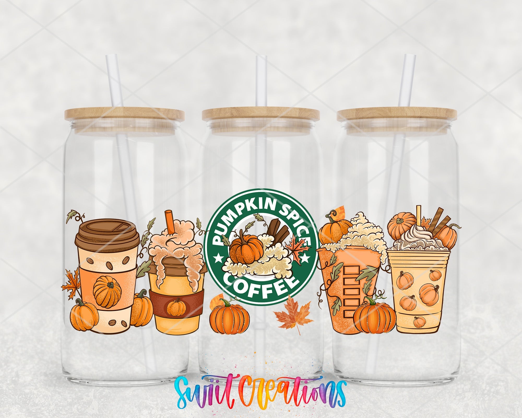 Pumpkin Spice Coffee Fall UV DTF Transfer Tumbler Wrap | DTF146 - Swiit Creations