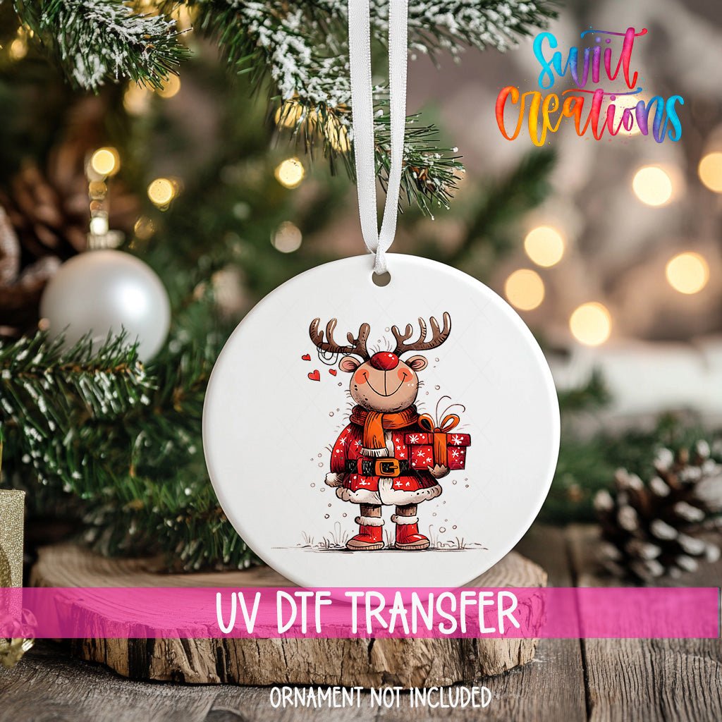 Reindeer Christmas UV DTF Ornament Transfer | O-1255 - Swiit Creations