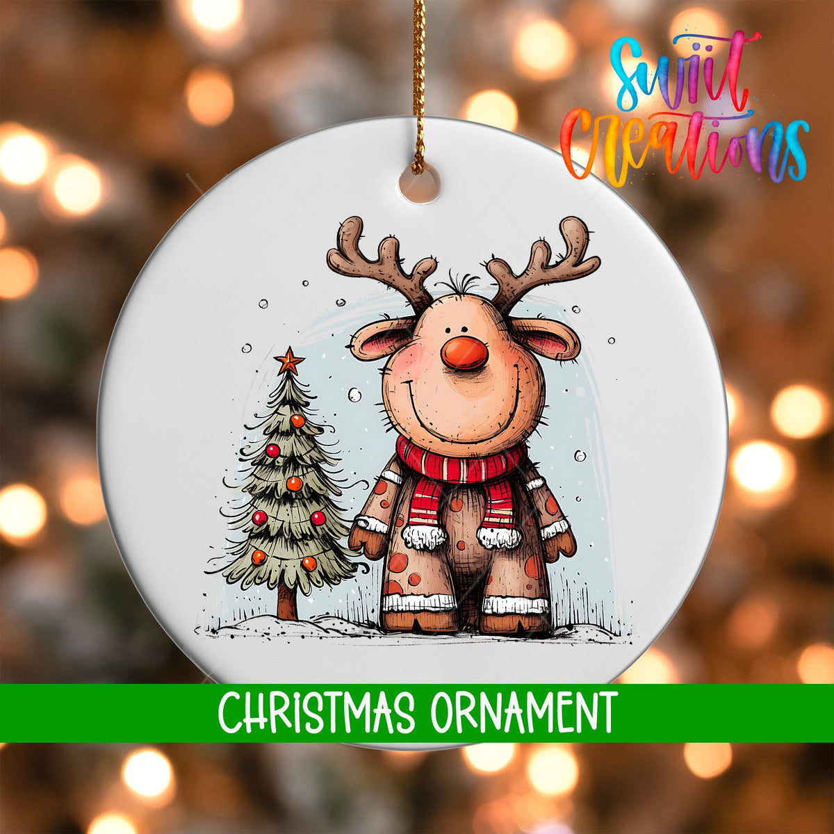 Reindeer Personalized Christmas Ornament | O1270 - Swiit Creations