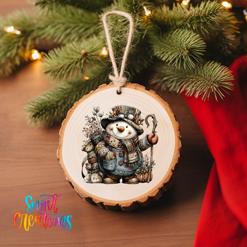 Rustic Vintage Snowman UV DTF Ornament Transfer | O-1901 - Swiit Creations