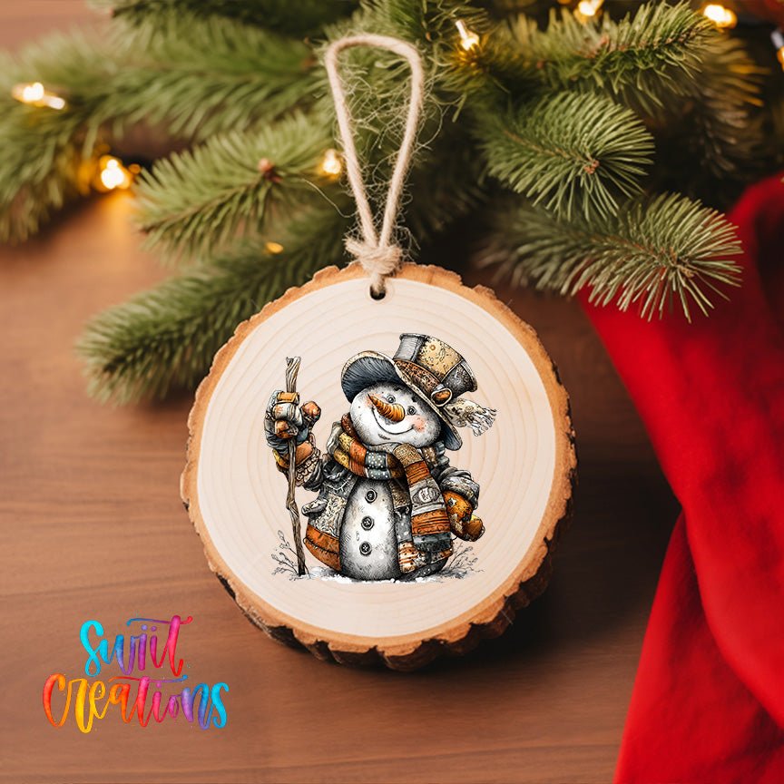 Rustic Vintage Snowman UV DTF Ornament Transfer | O-1904 - Swiit Creations