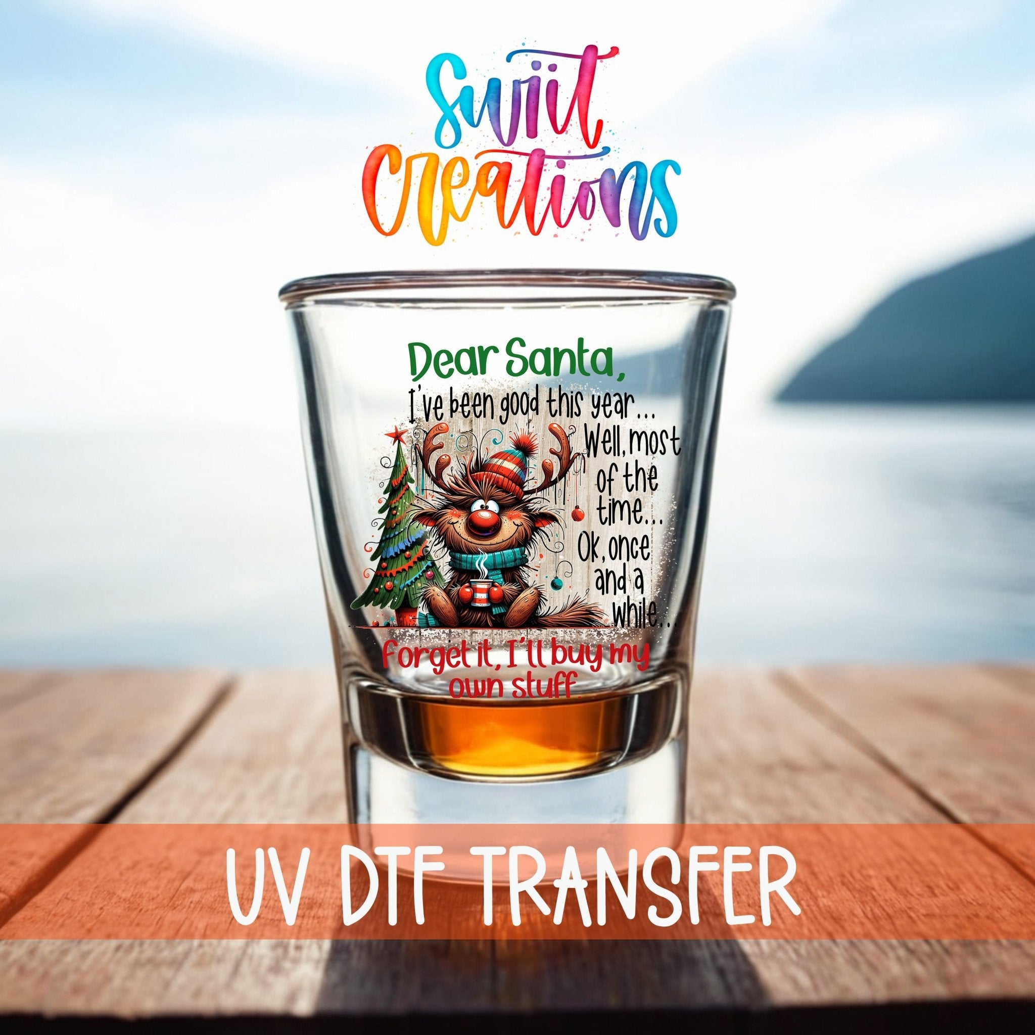 Santa I've Been Good Christmas UV DTF Shot Glass Transfer | SG1311 - Swiit Creations