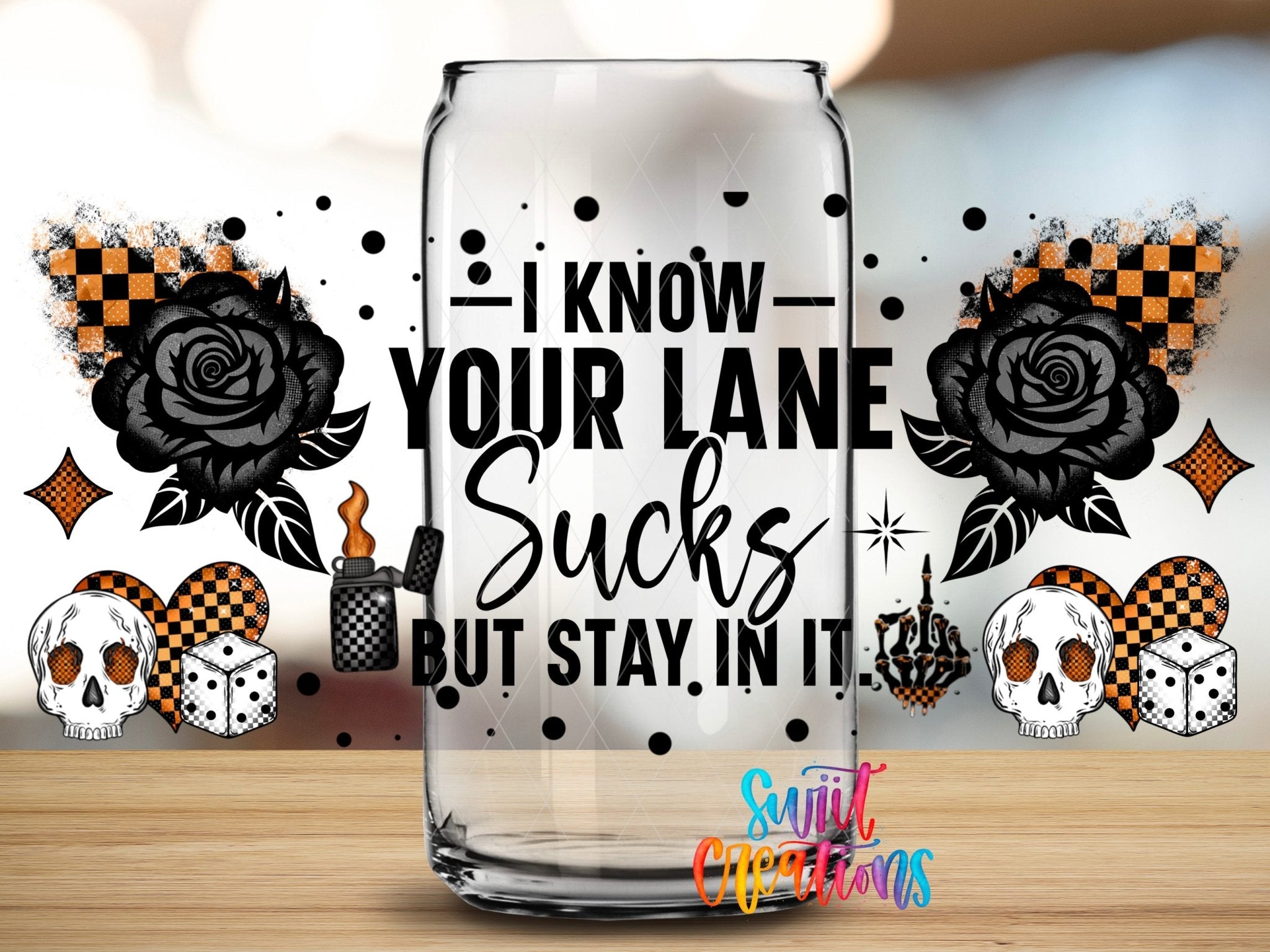 Sarcastic Rose Skull UV DTF Transfer Tumbler Wrap | Gothic Cup Decal | DTF280 - Swiit Creations