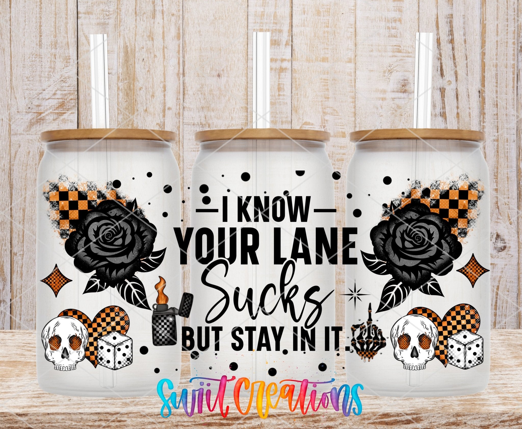 Sarcastic Rose Skull UV DTF Transfer Tumbler Wrap | Gothic Cup Decal | DTF280 - Swiit Creations