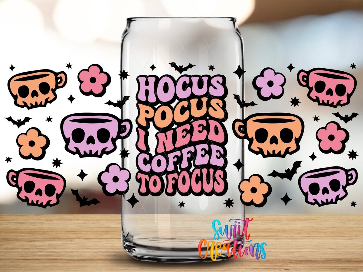 Skull I Need Coffee UV DTF Transfer Tumbler Wrap | DTF034 - Swiit Creations