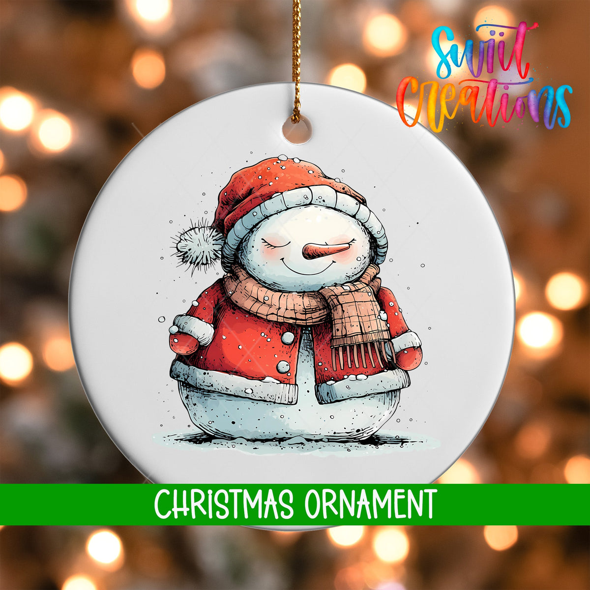 Snowman Personalized Christmas Ornament | O1293 - Swiit Creations