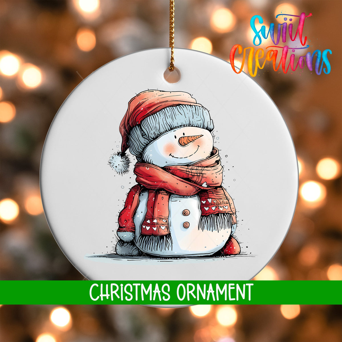 Snowman Personalized Christmas Ornament | O1296 - Swiit Creations