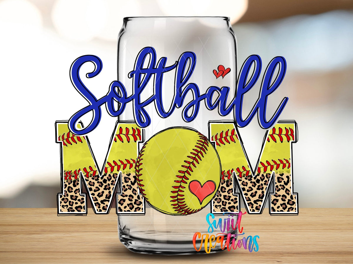 Softball Mom UV DTF Transfer Tumbler Wrap | Leopard Print Sports | DTF221 - Swiit Creations