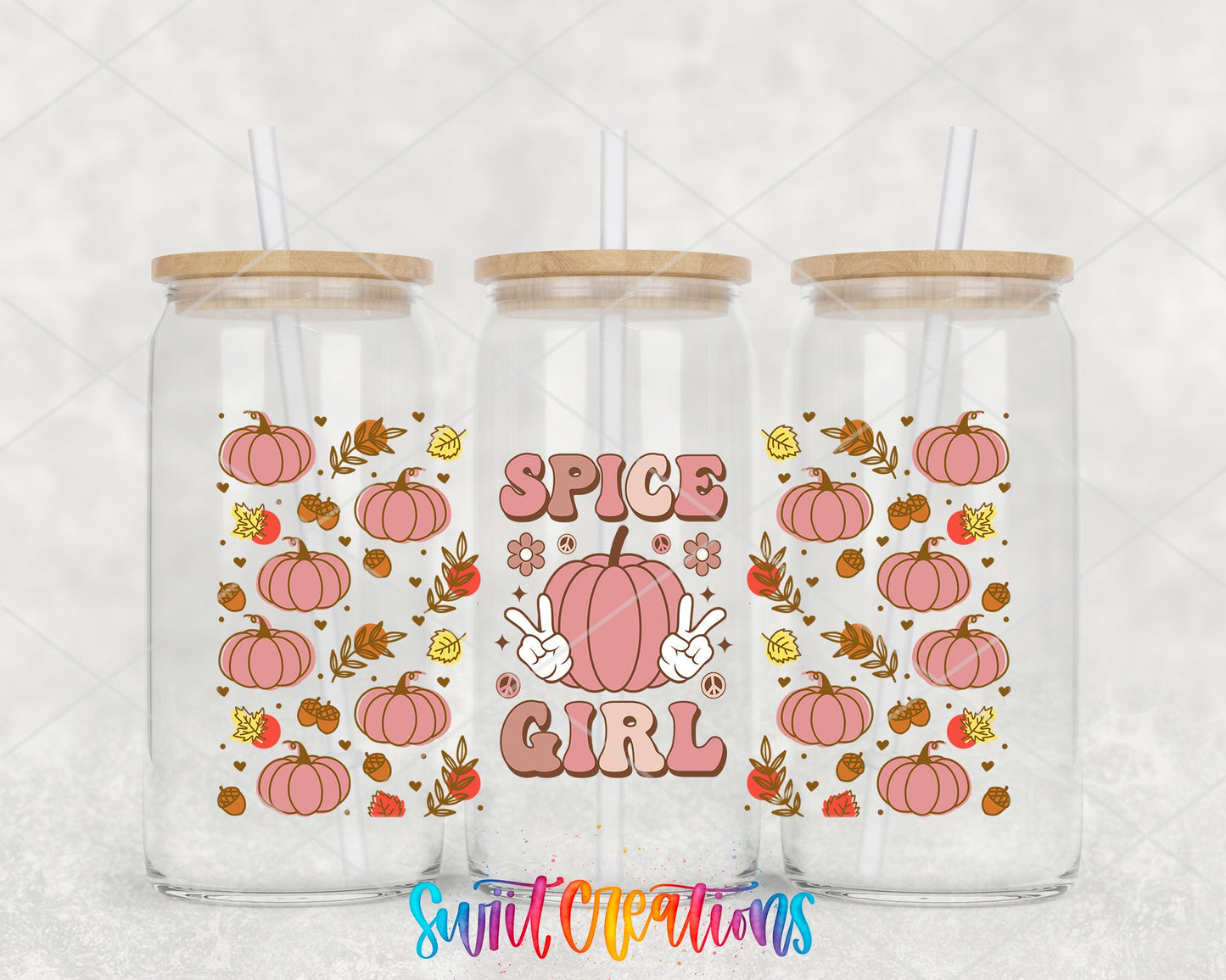 Spice Girl UV DTF Transfer Tumbler Wrap | Pink Pumpkin Fall | DTF160 - Swiit Creations