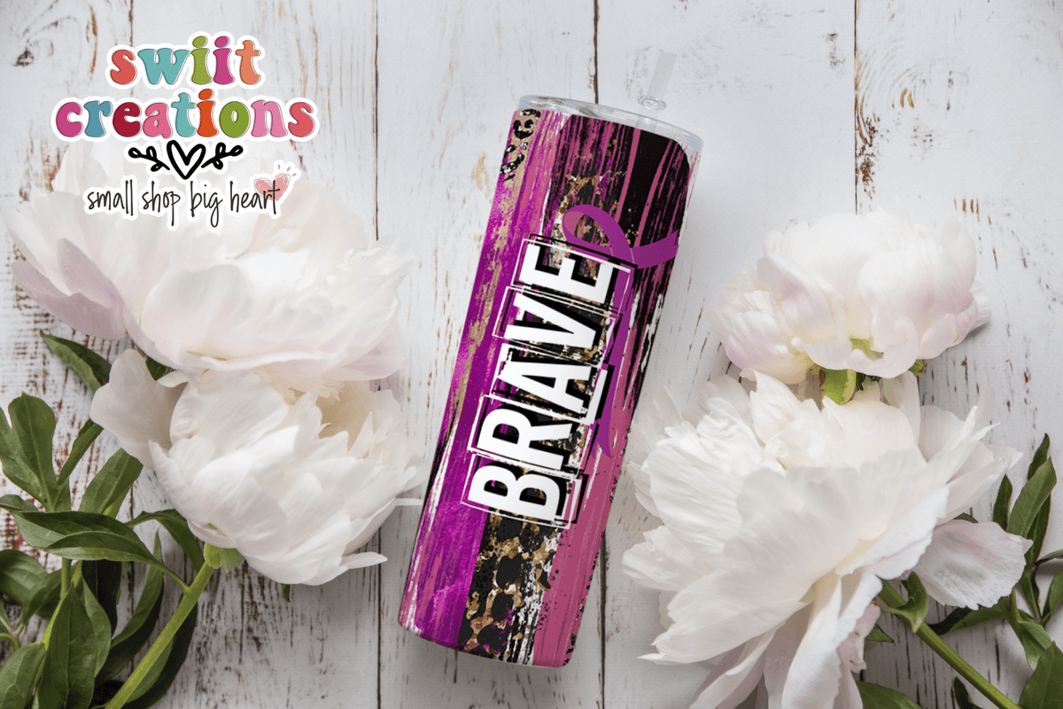 Strong Brave Fearless Cancer 20oz Insulated Tumbler (T508) - Swiit Creations