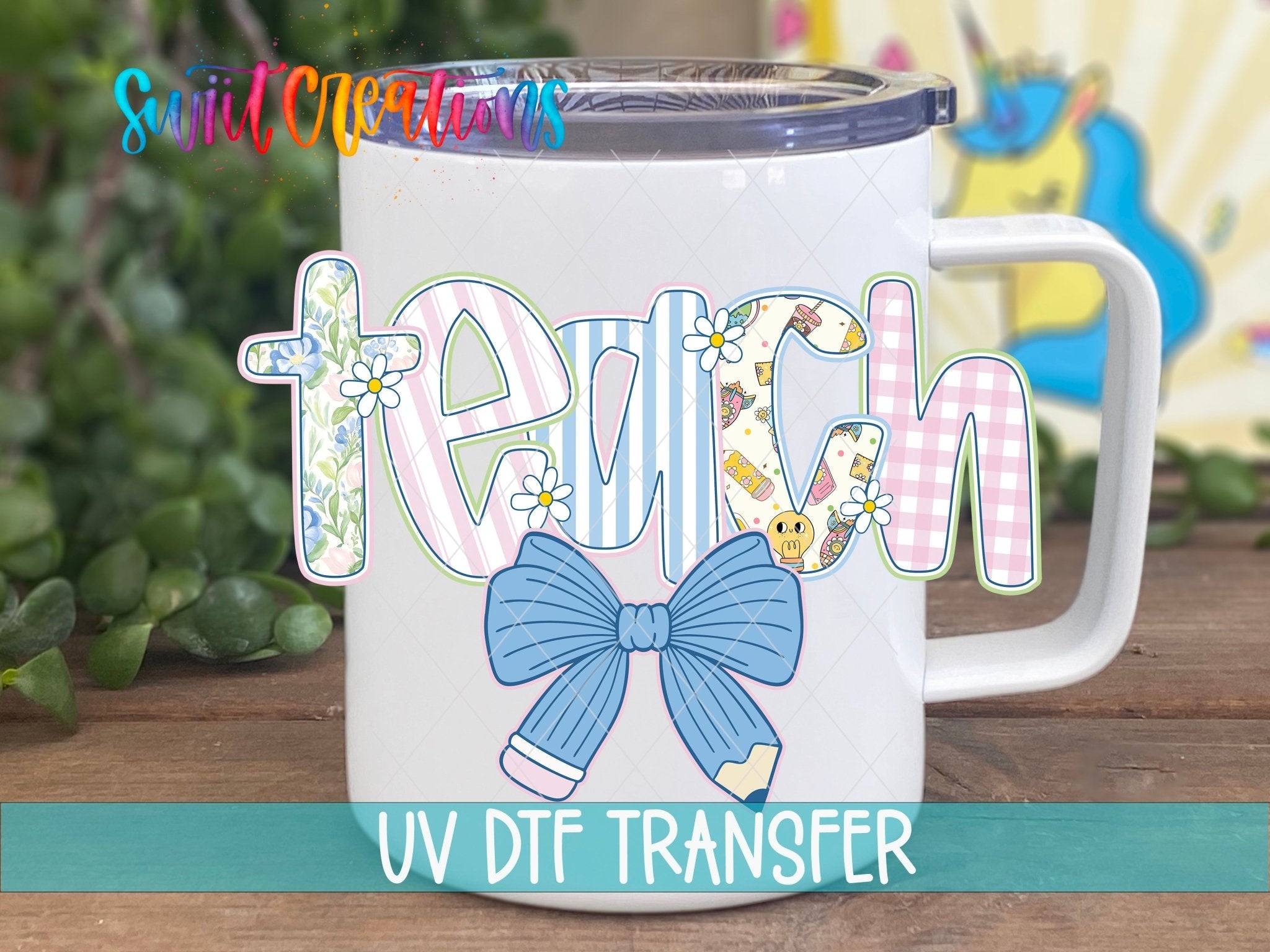 Teach Pencil Bow Pastel School UV DTF Tumbler Transfer Decal | UV2071 - Swiit Creations