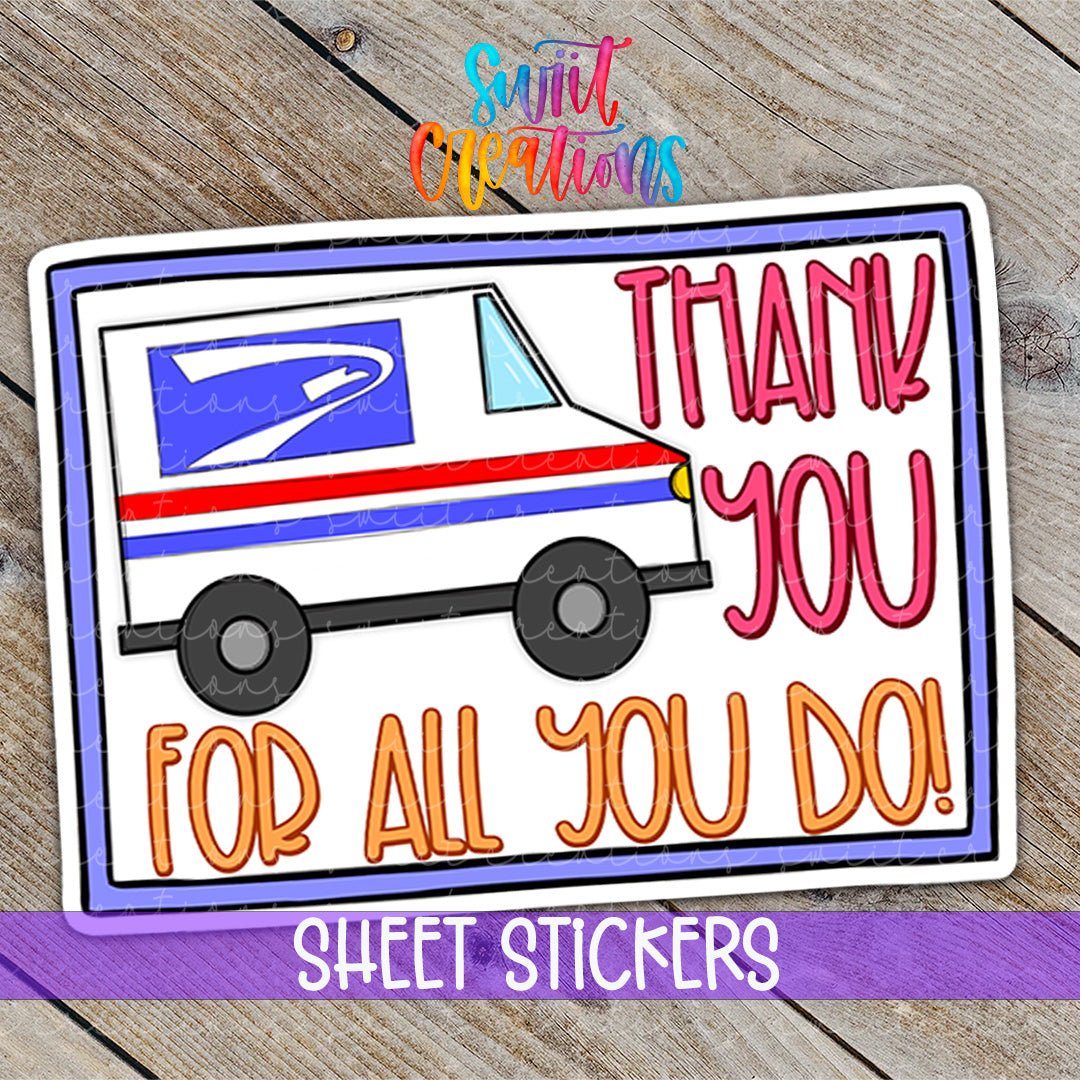 Thank You For All You Do USPS Sticker | Postal Worker Label | Mail Carrier Appreciation | SB57 - Swiit Creations
