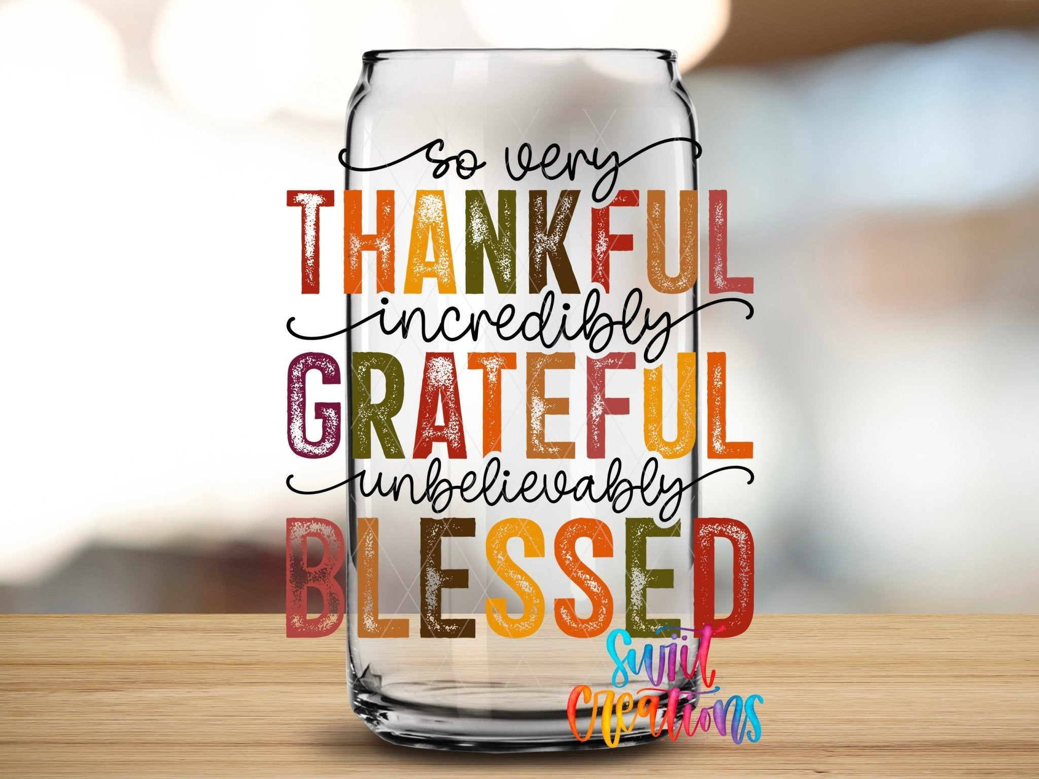 Thankful Grateful Blessed UV DTF Cup Decal | UV1148 - Swiit Creations
