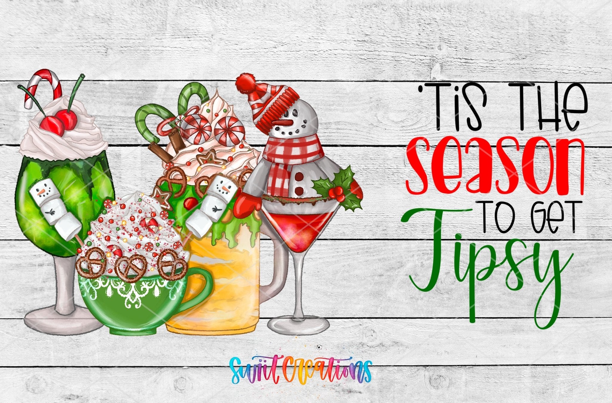 Tis The Season To Get Tipsy Christmas UV DTF Transfer Tumbler Wrap | DTF189 - Swiit Creations